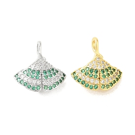 Brass Micro Pave Cubic Zirconia Peg Bails Pendants, for Half Drilled Bead, Leaf