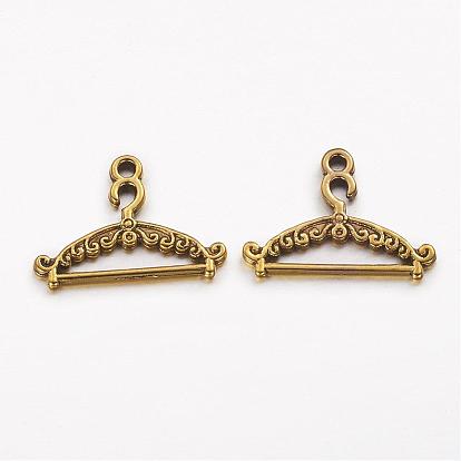 Tibetan Style Alloy Hanger Pendants, Lead Free and Cadmium Free, 17mm long, 24mm wide, 2mm thick, hole: 2mm