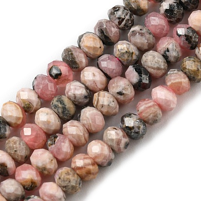 Natural Argentina Rhodonite Beads Strands, Faceted, Rondelle