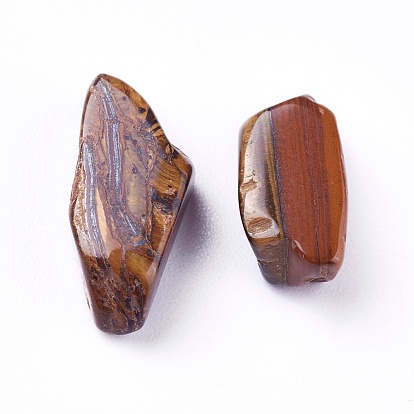 Natural Tiger Eye Beads, Undrilled/No Hole, Chips