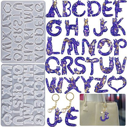 Initial Letter A~Z Pendant Food Grade Silicone Mold, Resin Casting Molds, for UV Resin, Epoxy Resin Craft Making