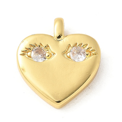 Латунные микро проложить кубического циркония подвески, без кадмия, без никеля и без свинца, сердце с очаровательными глазами