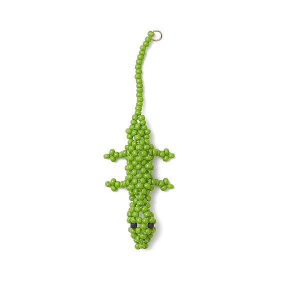 Подвески в виде геккона из стеклянных бусин, с 304 кольцами из нержавеющей стали, реальный 18 k позолоченный