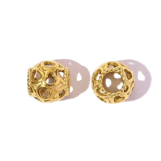 304 из нержавеющей стали европейские шарики, бусины с большим отверстием, круглый с узором в виде полого сердца, ионное покрытие (ip)