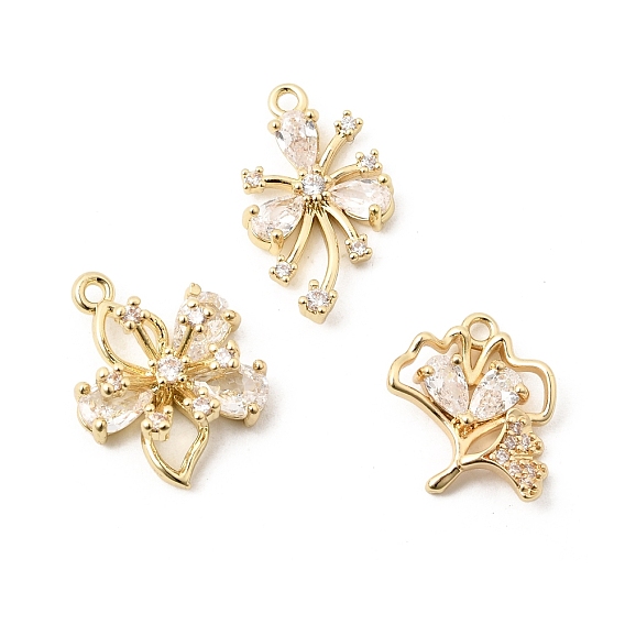 Латунные микропаве прозрачные подвески с фианитом, реальный 14 k позолоченный