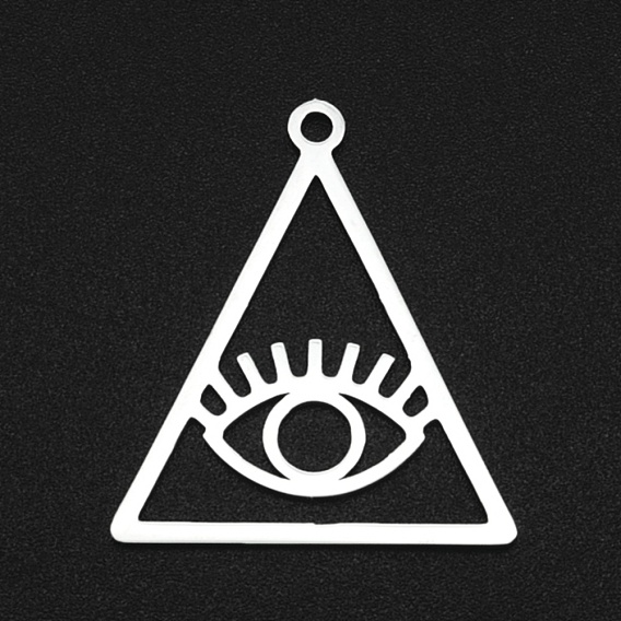 Ionenbeschichtung (IP) 201 Edelstahlanhänger, Laserschnitt, hohl, Dreieck mit Auge