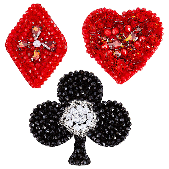 3 шт. 3 стили смола со стразами вышивка нитью приклеивание/пришивание заплаток, аппликации из ткани, игральные карты