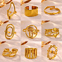 304 Stainless Steel Cuff Open Rings, Golden