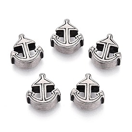 304 бусины европейского стиля из нержавеющей стали с крупными отверстиями, якорь