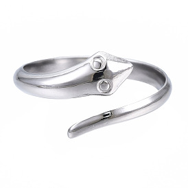 304 anillo de puño abierto con envoltura de serpiente de acero inoxidable para mujer