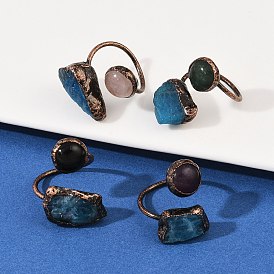 Латунные манжеты с натуральными драгоценными камнями, Красная медь