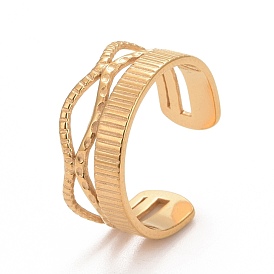 Ion Plating(IP)304 Stainless Steel Oval Wrap Open Cuff Ring for Women