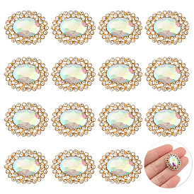 15шт 1-отверстие цинковый сплав стержень кнопки, со стразами, овальные