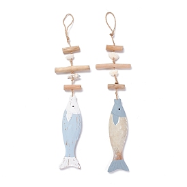 Подвесной кулон в средиземноморском стиле, старинное деревянное украшение в виде рыбы, со снарядами, для домашнего декора стен