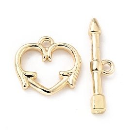 Rack Plating Brass Toggle Clasps, Cadmium Free & Lead Free, Long-Lasting Plated, Arrow & Heart