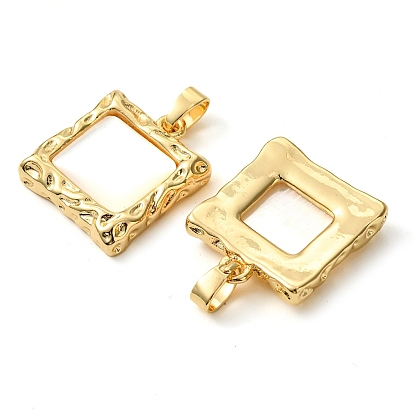 Brass Pave Shell Pendants, Square Charms