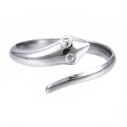 304 anillo de puño abierto con envoltura de serpiente de acero inoxidable para mujer