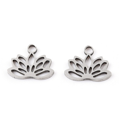 304 Stainless Steel Charms, Lotus Charms