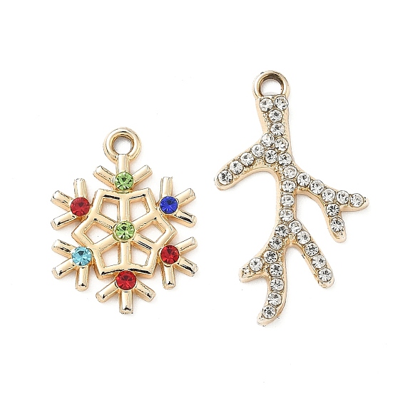 Подвески из сплава и страза, золотые