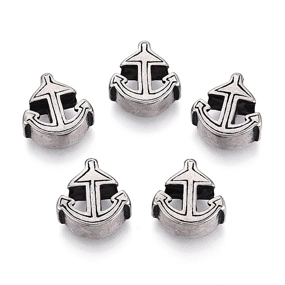 304 бусины европейского стиля из нержавеющей стали с крупными отверстиями, якорь