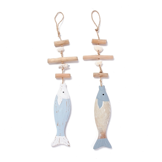 Подвесной кулон в средиземноморском стиле, старинное деревянное украшение в виде рыбы, со снарядами, для домашнего декора стен