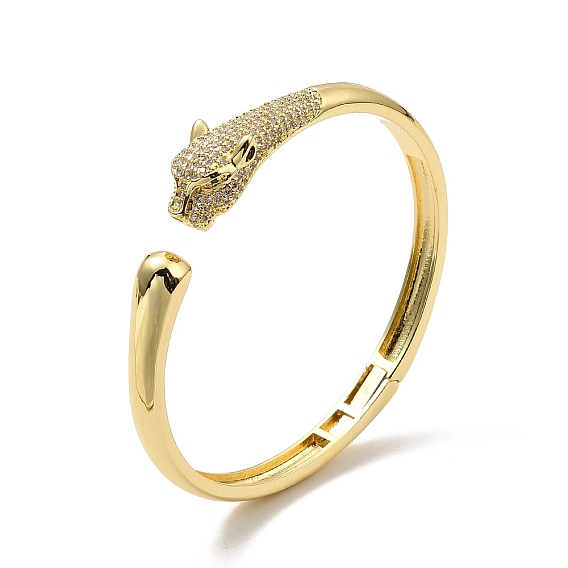 Браслет-кафф с леопардовым принтом и зеленым кубическим цирконием, украшения из латуни для женщин