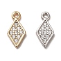 Rhodium Plated 925 Sterling Silver Pendant, with Cubic Zirconia, Rhombus Charms, with 925 Stamp