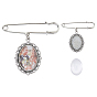Наборы для изготовления железных брошей, с подвеской из сплава и стеклянными кабошонами, овальные