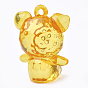 Transparent Acrylic Pendants, Faceted, Cartoon Piggy Charms