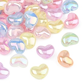 Непрозрачные акриловые бусины с УФ-покрытием, радужный, сердце