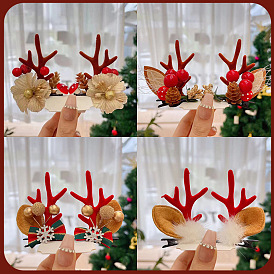 Sweet Deer Antler Hair Clips for Girls - Cute Christmas Santa Claus Hair Accessories