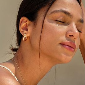 Латунные кубических серьги циркония обруч, золотые