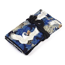 Buntstifthalter, 72 Slots Canvas Wrap Holder Rolltasche, Zeichnung Färbung Bleistiftrolle Veranstalter, für Künstler, Kranmuster, königsblau, 81x20.5x0.2 cm