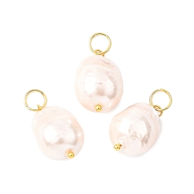 Подвески из гальванизированного стекла с имитацией жемчуга, самородки, с открытыми пружинными кольцами из нержавеющей стали 304