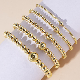 Роскошные латунные круглые бусины эластичные браслеты для мужчин и женщин