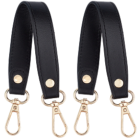 Double Face PU Leather Bag Handles, with Light Gold Alloy Swivel Clasps