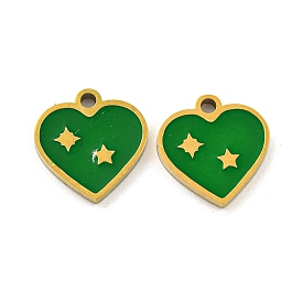 316 хирургические брелоки из нержавеющей стали с эмалью, сердце со звездным шармом, золотые