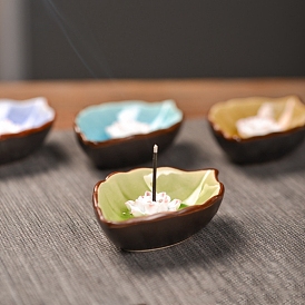 Porcelain Incense Burners,  Leaf & Lotus Incense Holders, Home Office Teahouse Zen Buddhist Supplies