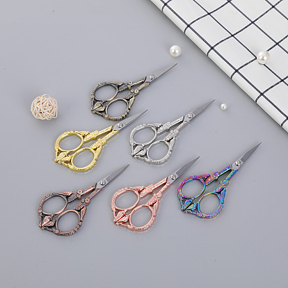 Stainless steel retro beauty small scissors carved pointed cut embroidery thread cut household mini electroplating scissors
