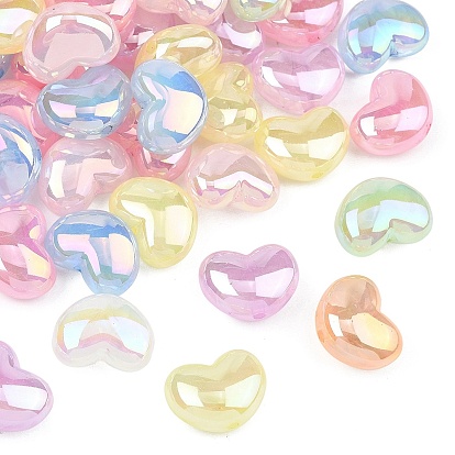 Непрозрачные акриловые бусины с УФ-покрытием, радужный, сердце