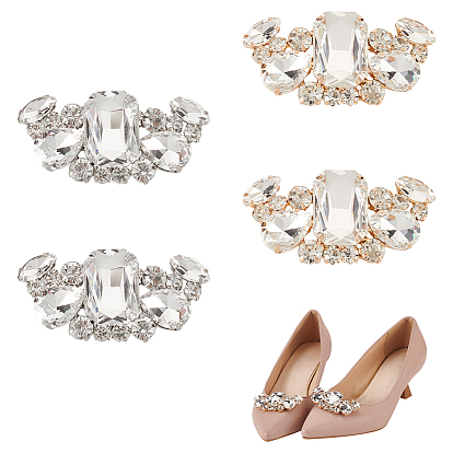 4шт 2 цвета марганцевой стали украшения для обуви со стразами, съемные пряжки для обуви