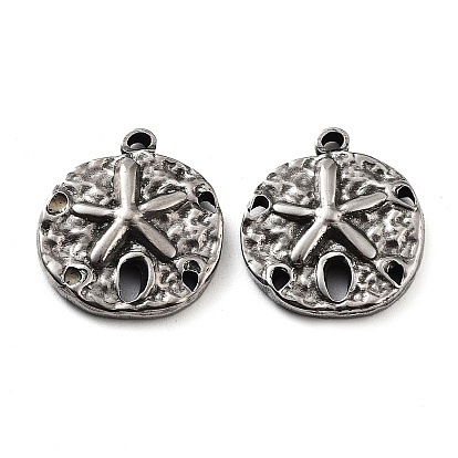 201 подвески из нержавеющей стали, плоская круглая с подвеской в виде морской звезды