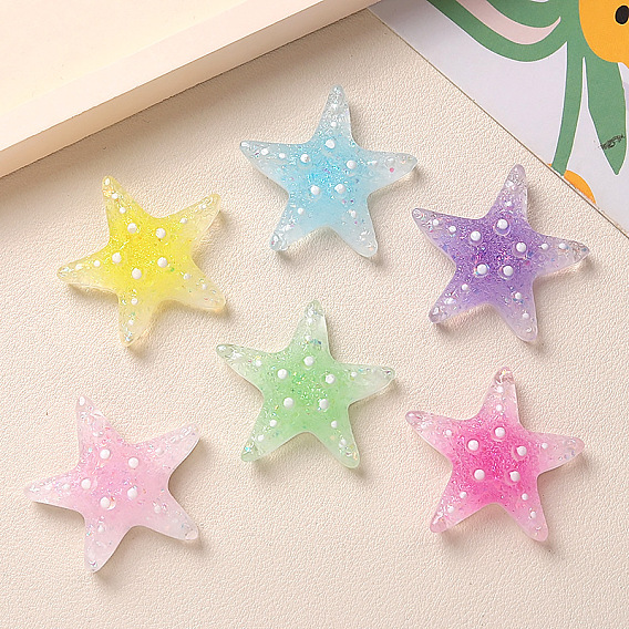 Кабошоны из прозрачной смолы градиентного цвета, с блеском порошок, морская звезда