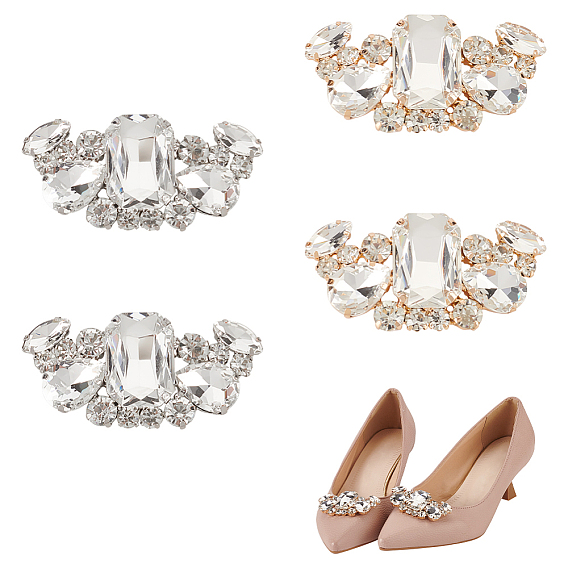 4шт 2 цвета марганцевой стали украшения для обуви со стразами, съемные пряжки для обуви