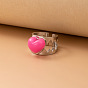 Charming Pink Heart Cutout and Teeth-shaped Ring Set for Women