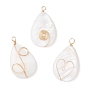 3 шт 3 стили натуральные пресноводные подвески из ракушек, подвески-слезинки с медной проволокой в обертке, золотые, белые