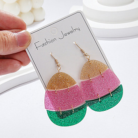 Пасхальные акриловые серьги-подвески, яйцо, золотые