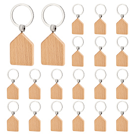 Деревянный брелок, с железным кольцом, пятиугольник