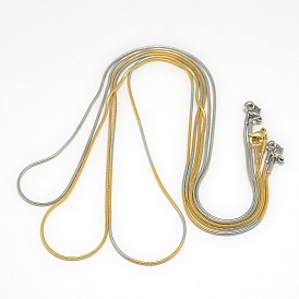Trendy Unisex 201 Stainless Steel Snake Chain Necklaces, with Lobster Claw Clasps