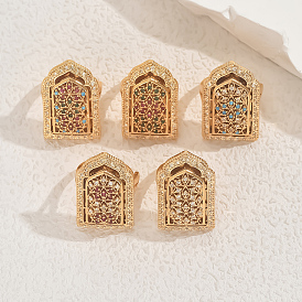 Кольца для женщин с геометрическим узором из латуни с микропаве из кубических цирконий, золотые